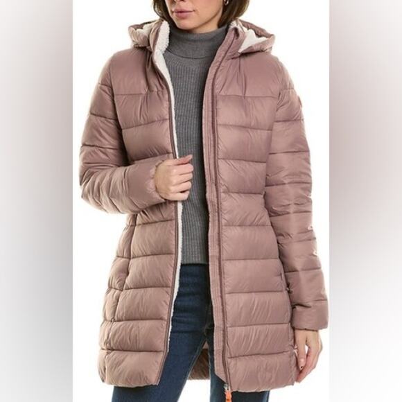 Save the duck Cleo hooded muted pink coat size 3/ large - Picture 1 of 10